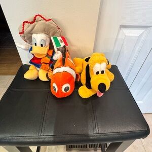 Disney Plush Trio - Mexico Donald, Nemo and Pluto